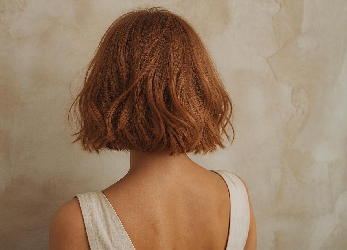 Capelli ramati corti mossi illuminati dal sole